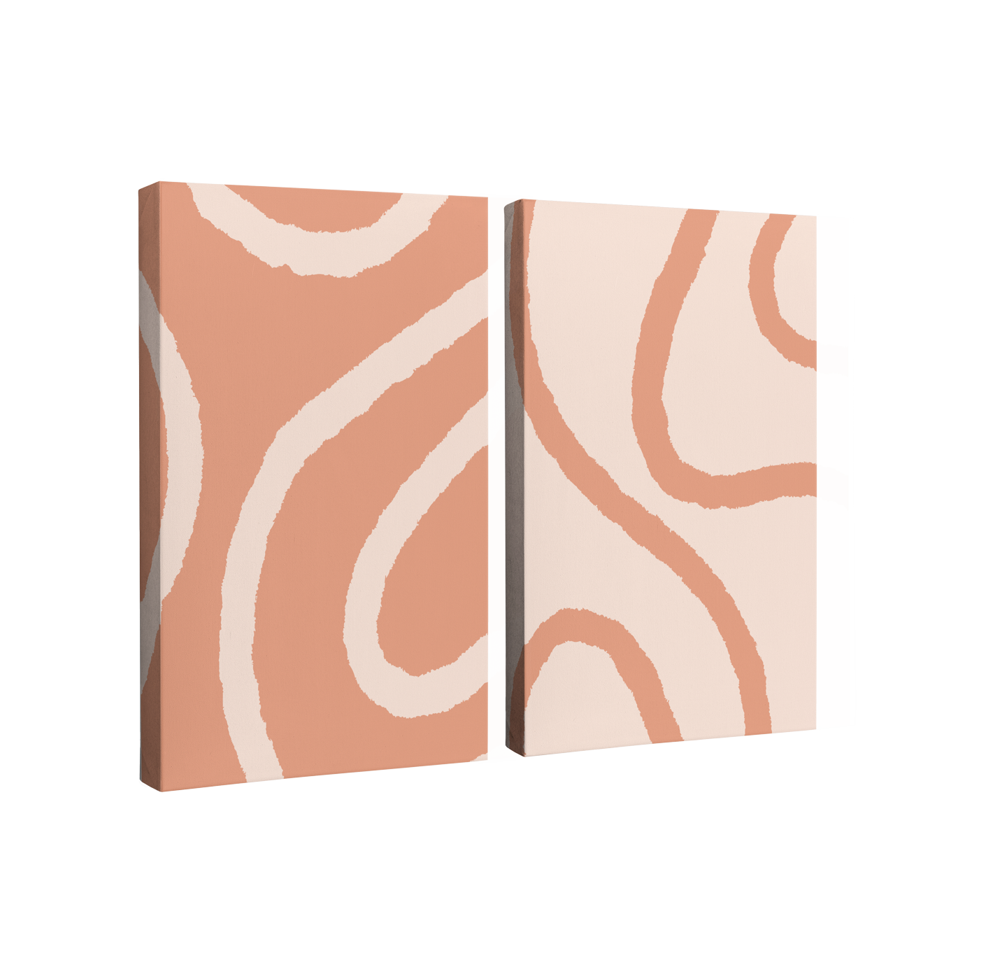 Contemporary Mid Century Abstract Earth Tone 2 Panel - Canvas Print Wall Art Décor