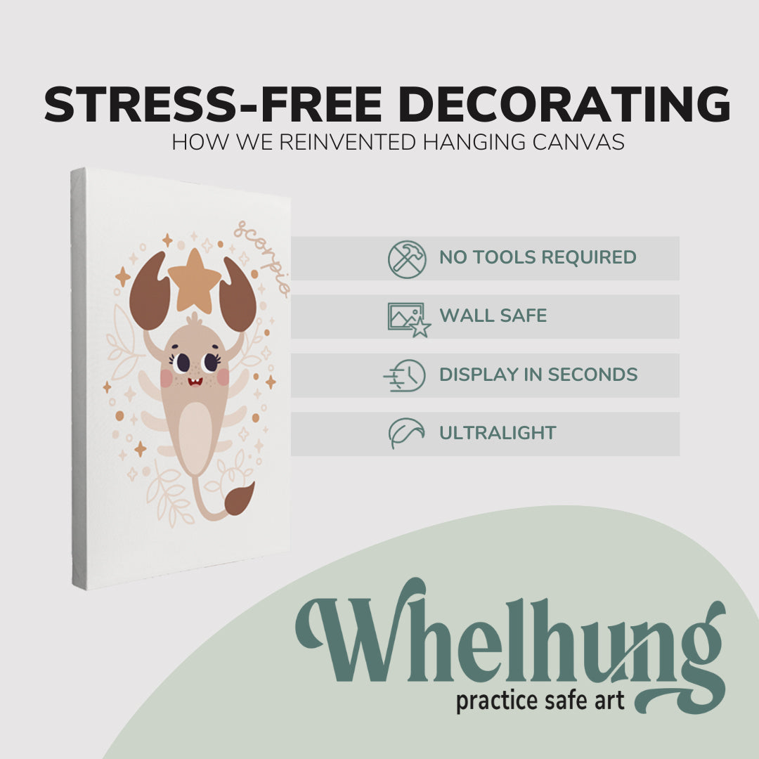 Boho Nursery Scorpio - Zodiac Astrology Horoscope Star Sign - Canvas Print Wall Art Décor Whelhung