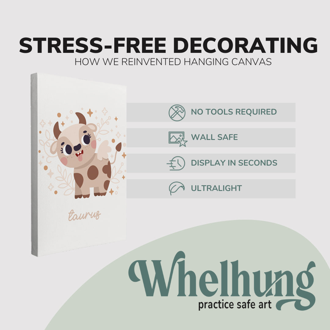 Boho Nursery Taurus - Zodiac Astrology Horoscope Star Sign - Canvas Print Wall Art Décor Whelhung