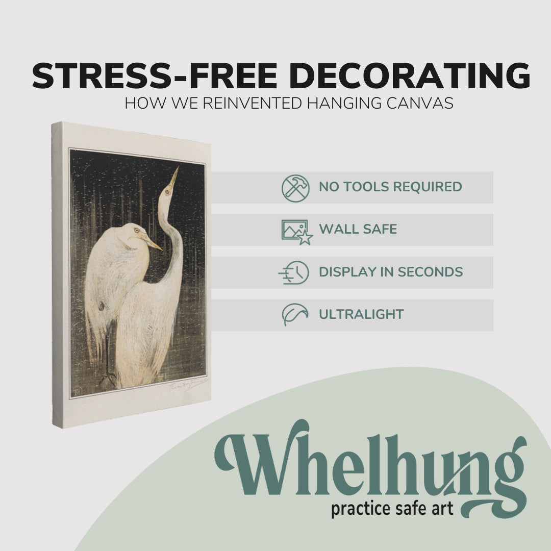 Twee Zilverreigers by Theo van Hoytema - White Herons - Canvas Print Wall Art Décor Whelhung