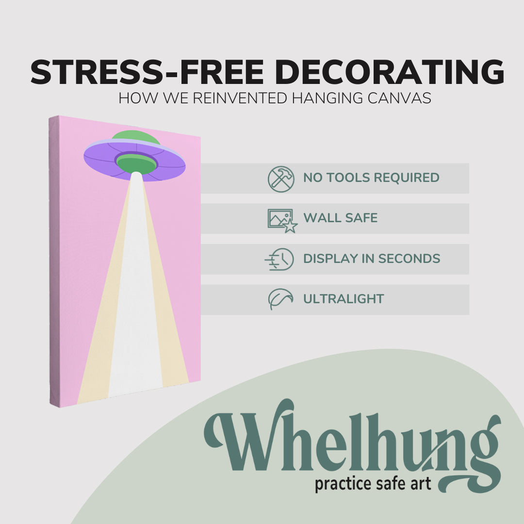 Alien Abduction Danish Pastel Retro Hippie - Canvas Print Wall Art Décor Whelhung