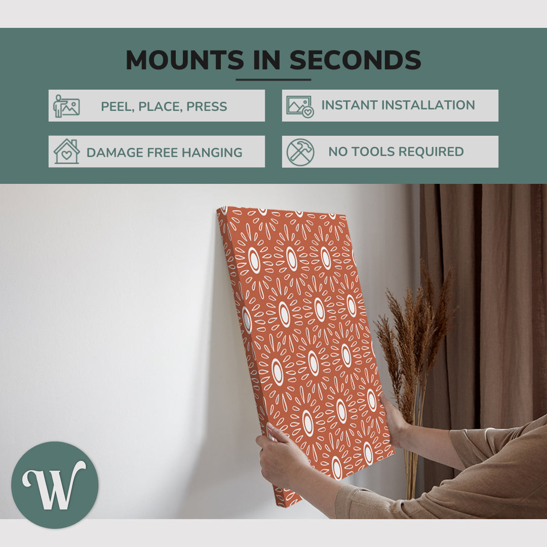 Boho Orange Floral Pattern - Canvas Print Wall Art Décor Whelhung