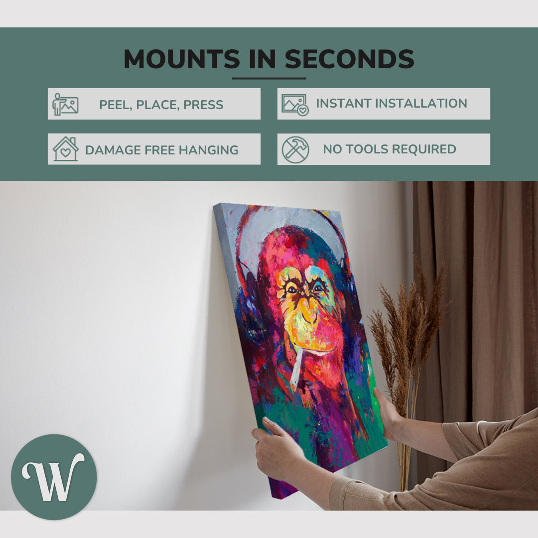 DJ Monkey Painting - Canvas Print Wall Art Décor Whelhung