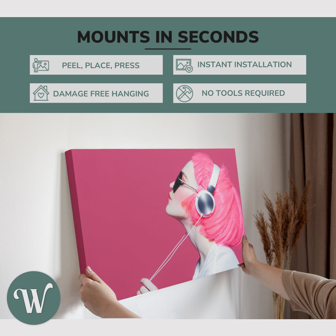 Hipster Pink Girl Photography - Canvas Print Wall Art Décor Whelhung