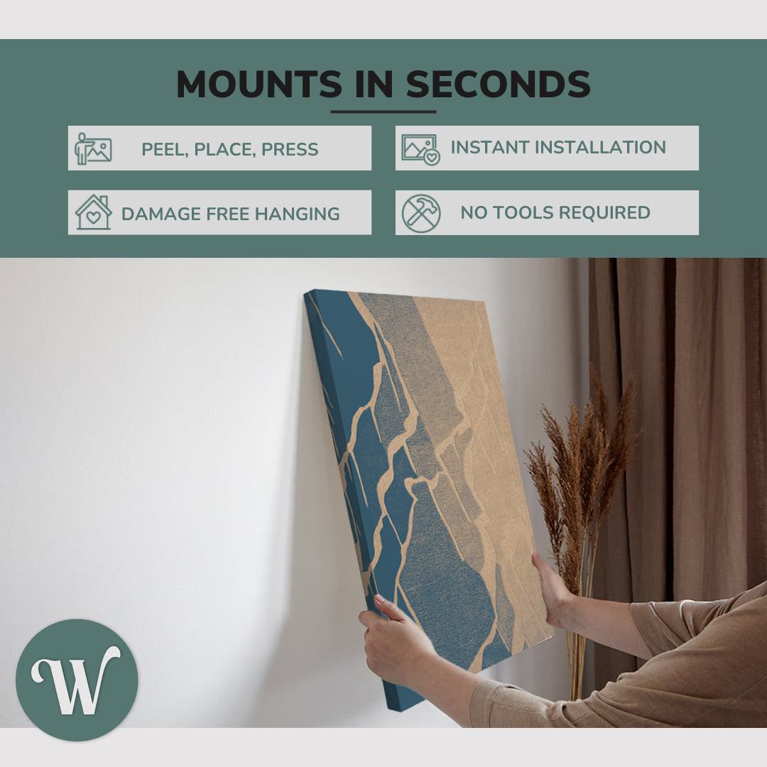 Blue Neutral Abstract Ombre - Canvas Print Wall Art Décor Whelhung