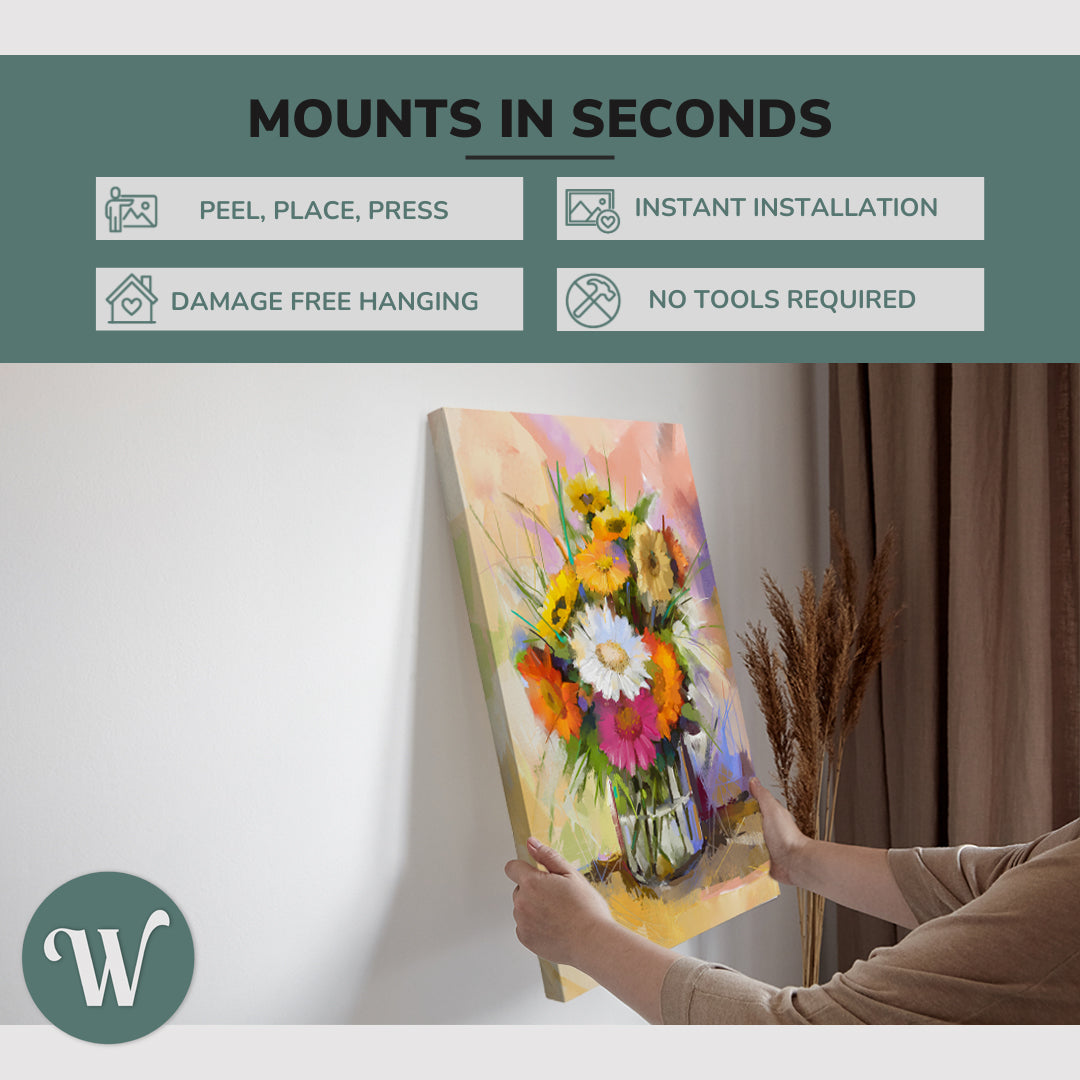 Abstract Bouquet in a Vase Oil Painting - Canvas Print Wall Art Décor Whelhung