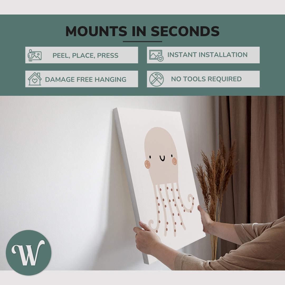 Nursery Boho Jellyfish - Canvas Print Gender Neutral Wall Art Décor Whelhung