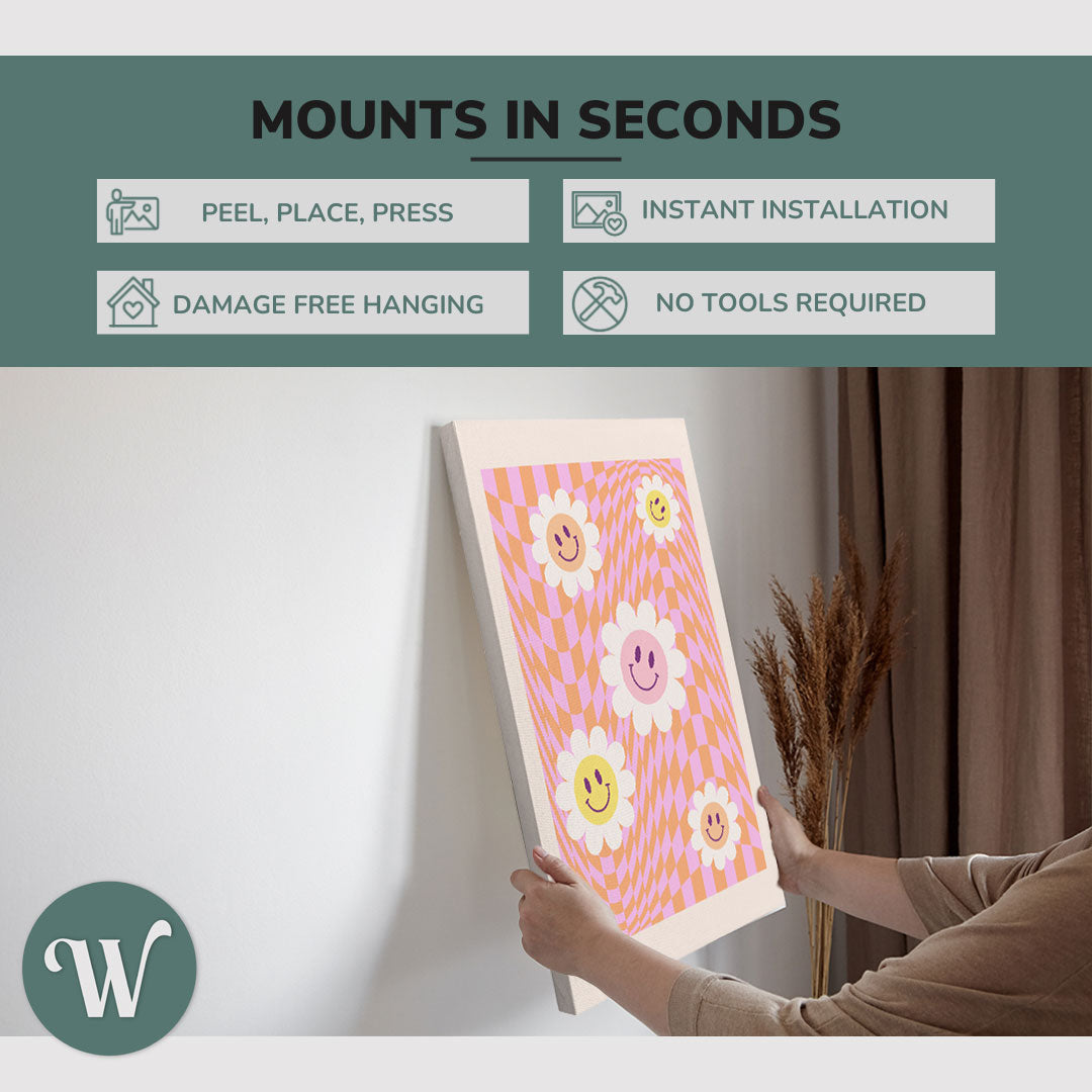 Danish Pastel Happy Hippie Daisy 2 pack - Canvas Print Wall Art Décor Whelhung