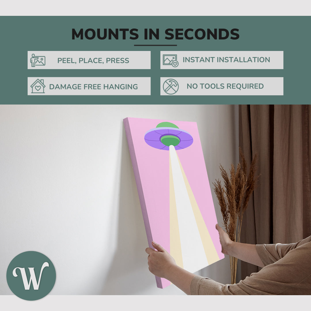 Alien Abduction Danish Pastel Retro Hippie - Canvas Print Wall Art Décor Whelhung