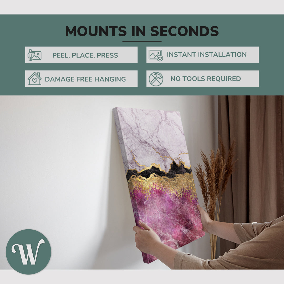 Abstract Pink and Gold Marble - Canvas Print Wall Art Décor Whelhung