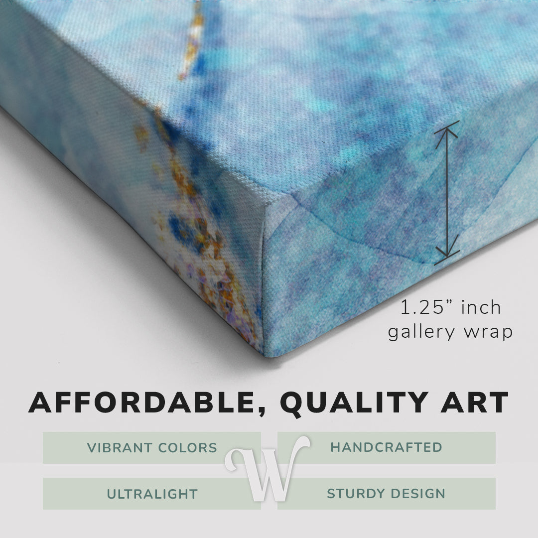 Abstract Blue and Gold Marble - Canvas Print Wall Art Decor Whelhung