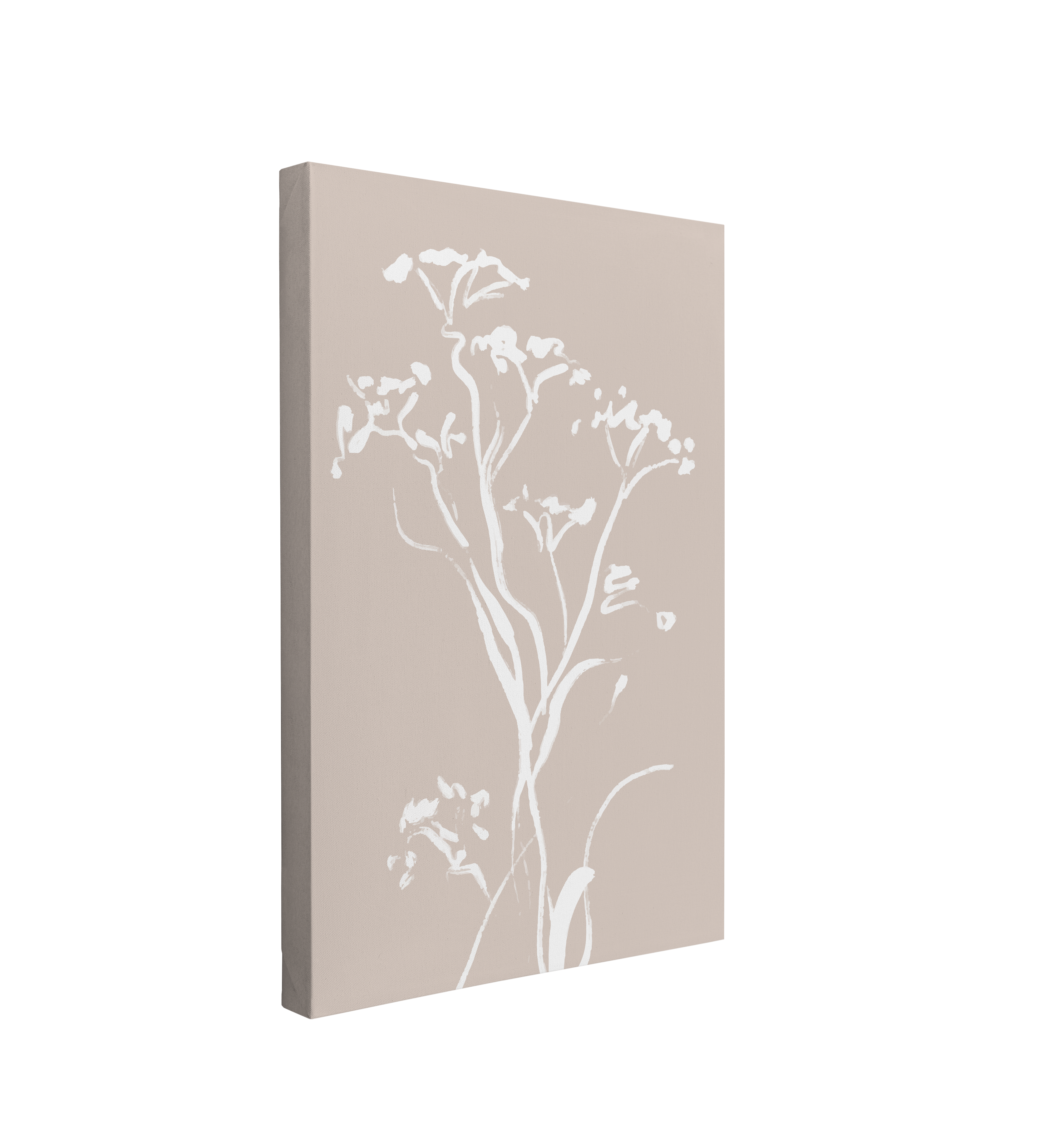 White Minimalist Ink Flower - Canvas Print Wall Art Décor Whelhung