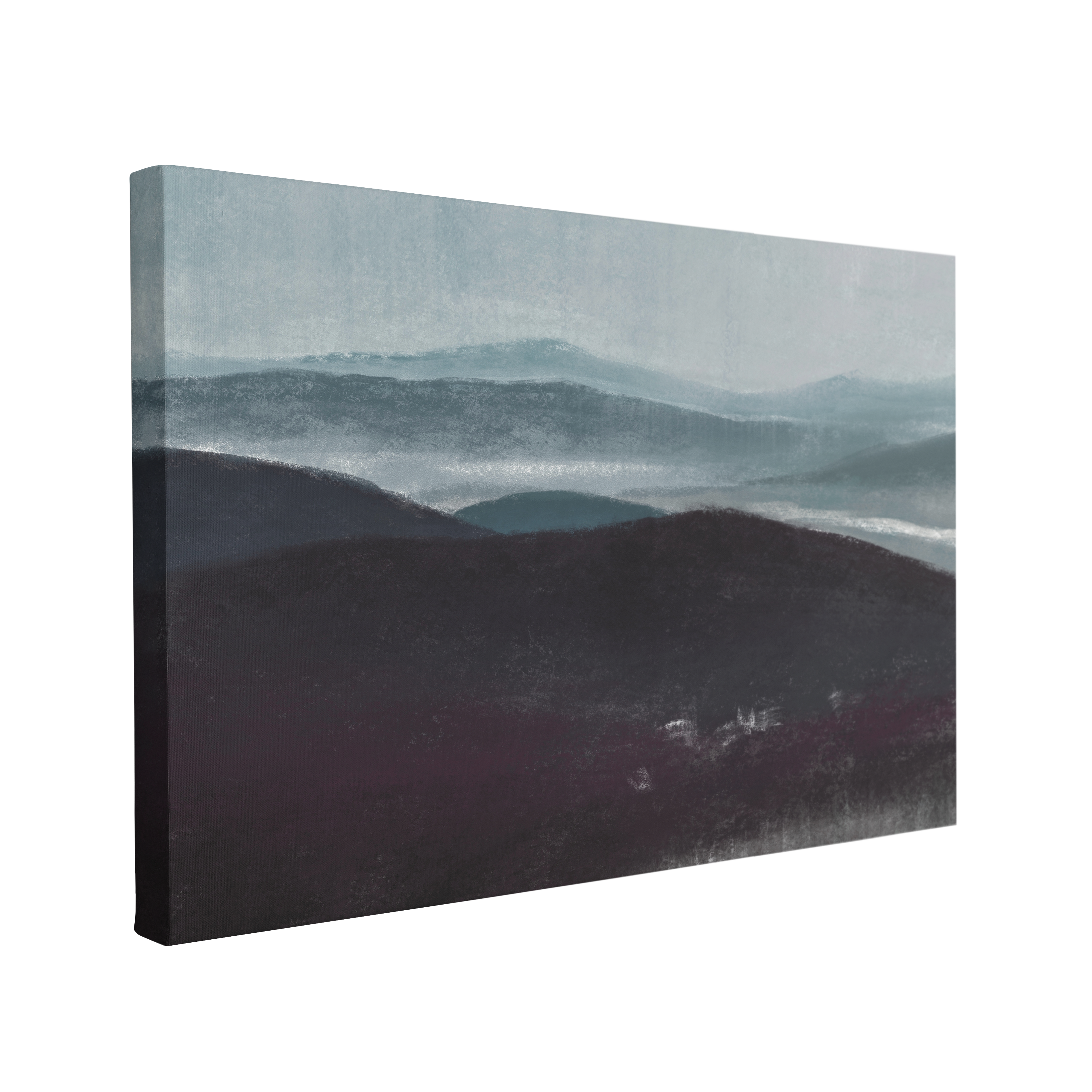 Blue Foggy Pastel Valley Painting - Canvas Print Wall Art Décor Whelhung
