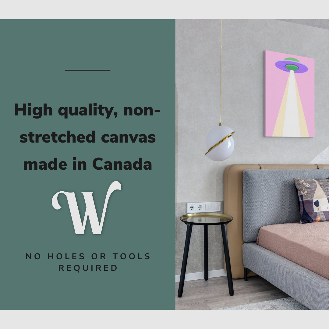 Alien Abduction Danish Pastel Retro Hippie - Canvas Print Wall Art Décor Whelhung