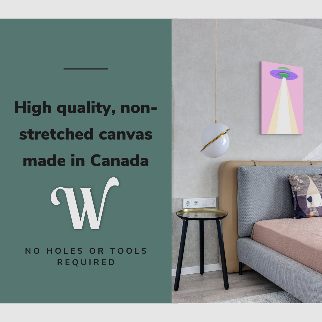 Alien Abduction Danish Pastel Retro Hippie - Canvas Print Wall Art Décor Whelhung