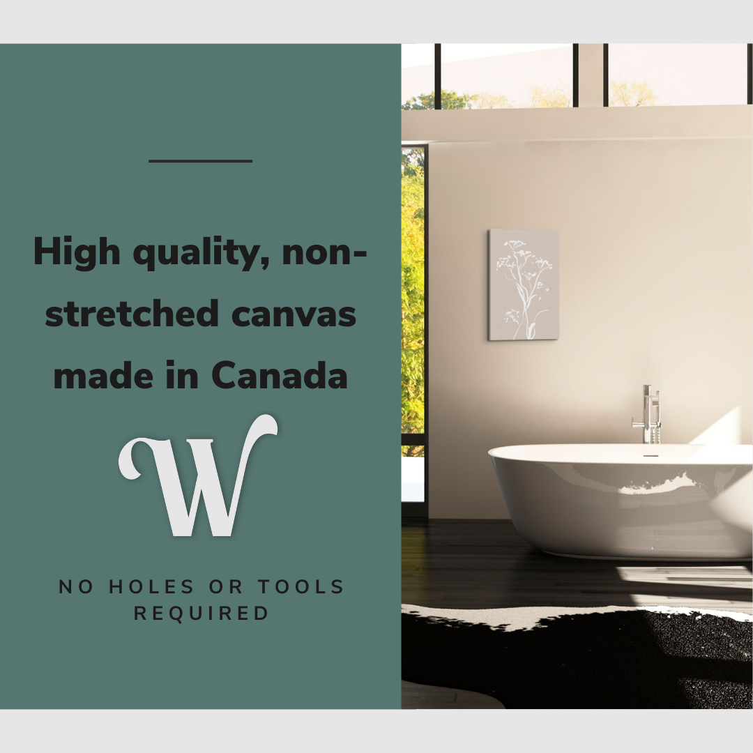 White Minimalist Ink Flower - Canvas Print Wall Art Décor Whelhung