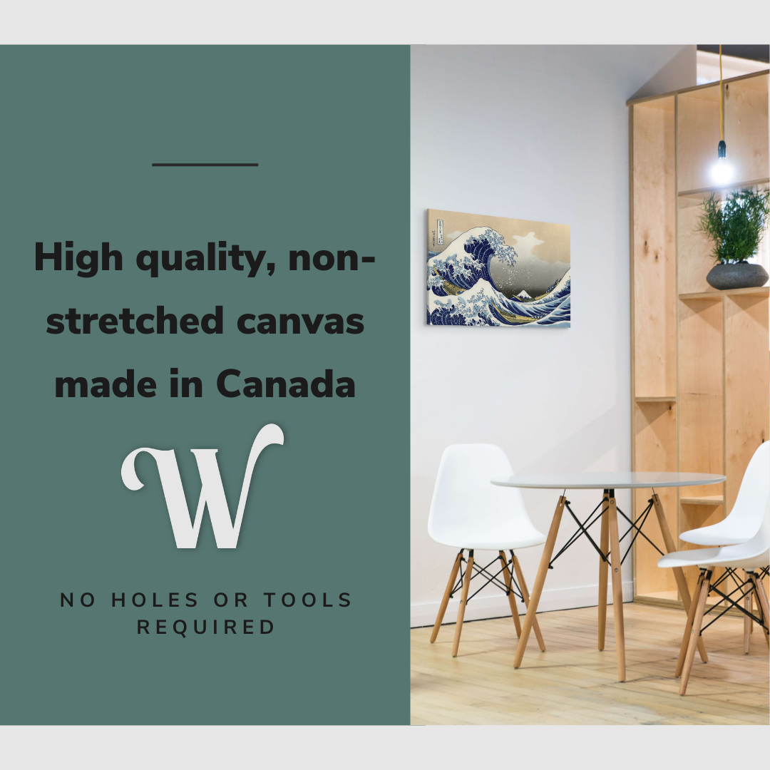 Hokusai's The Great Wave at Kanagawa (1760-1849) Vintage Japanese Ukiyo-e Woodcut Print - Canvas Wall Art Décor Whelhung