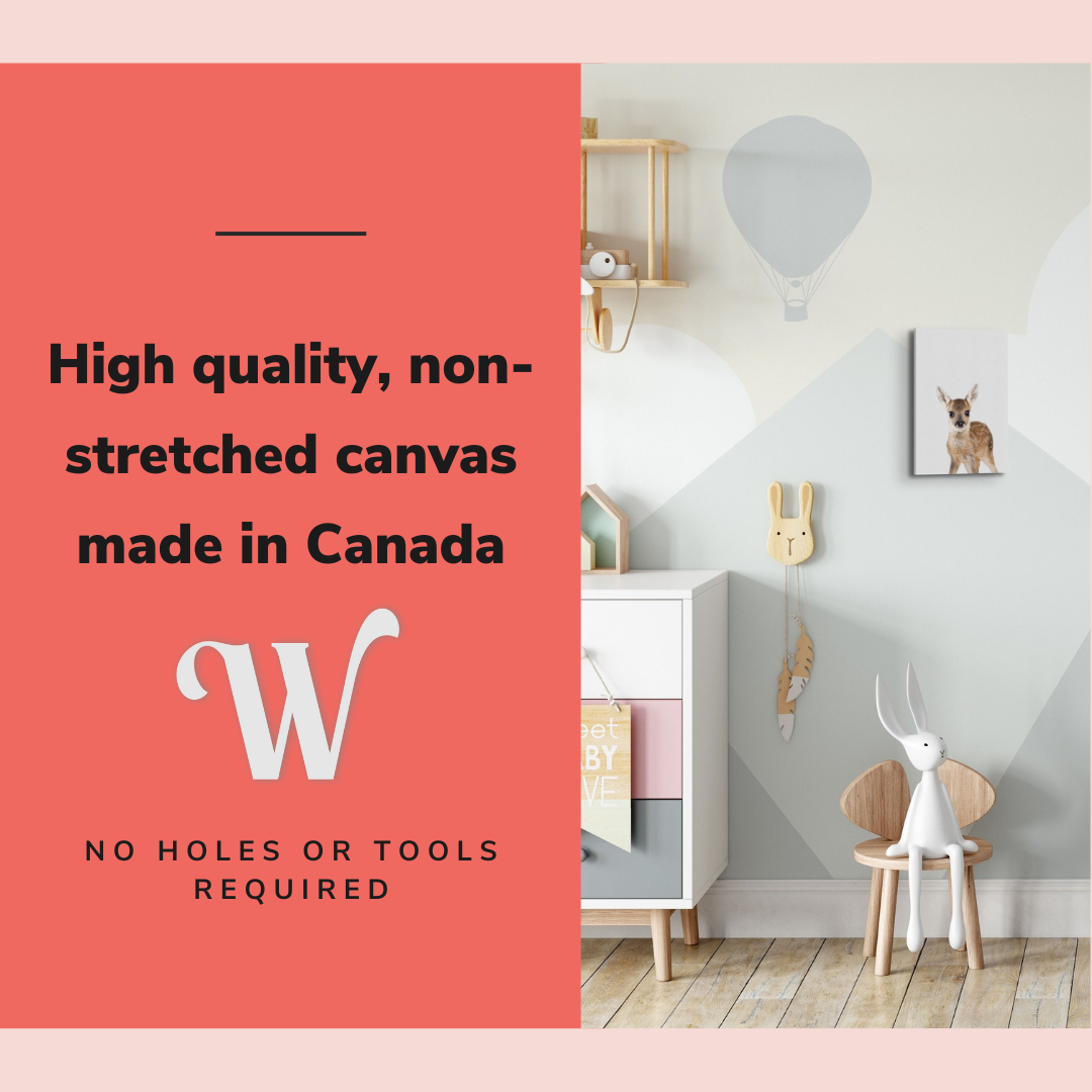 Minimalist Baby Deer - Woodland Animal Peekaboo Nursery Photography - Crystal Canvas Print Wall Art Décor Whelhung