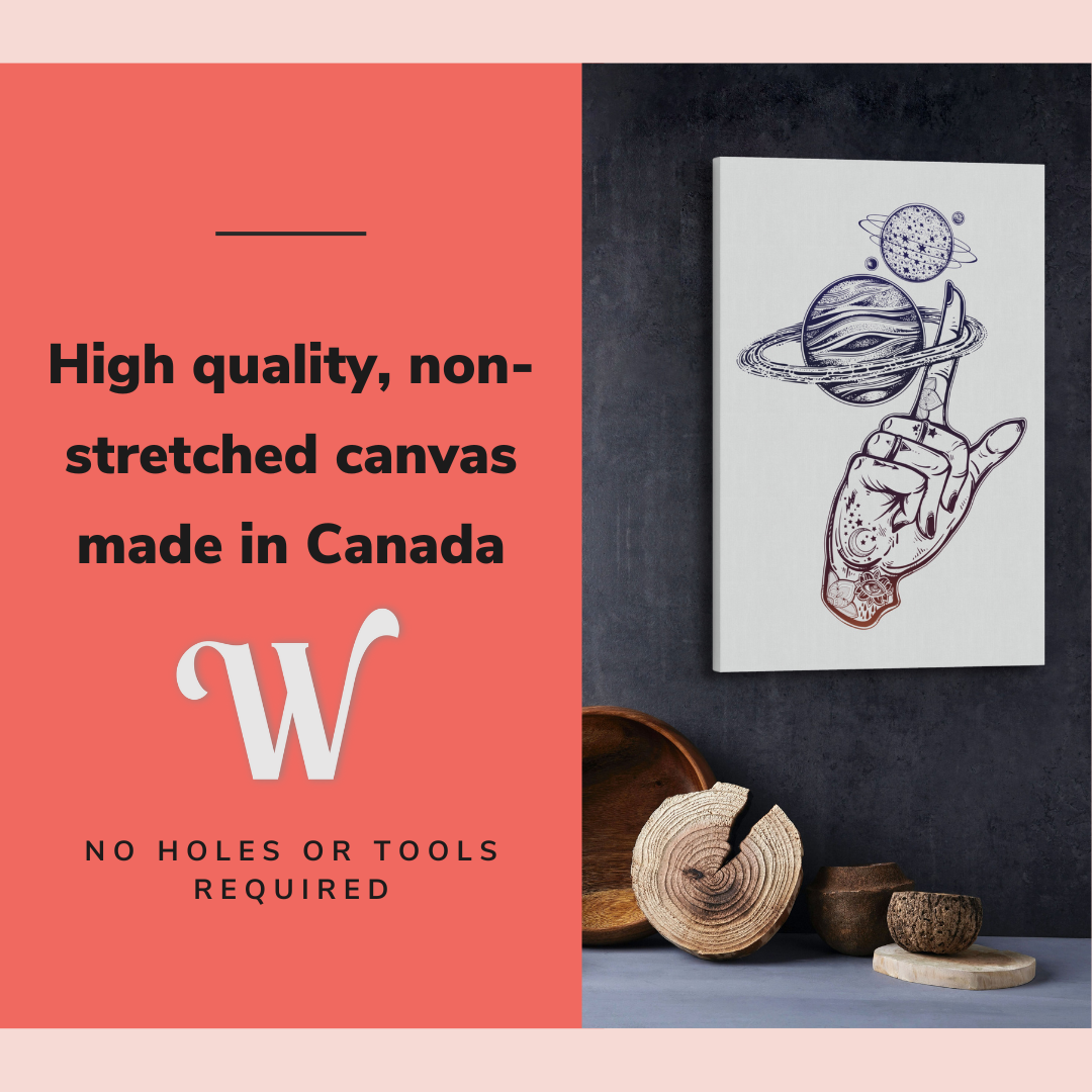 Saturn Spooky Planets - Occult Tattoo Crystal Canvas Print Wall Art Décor Whelhung