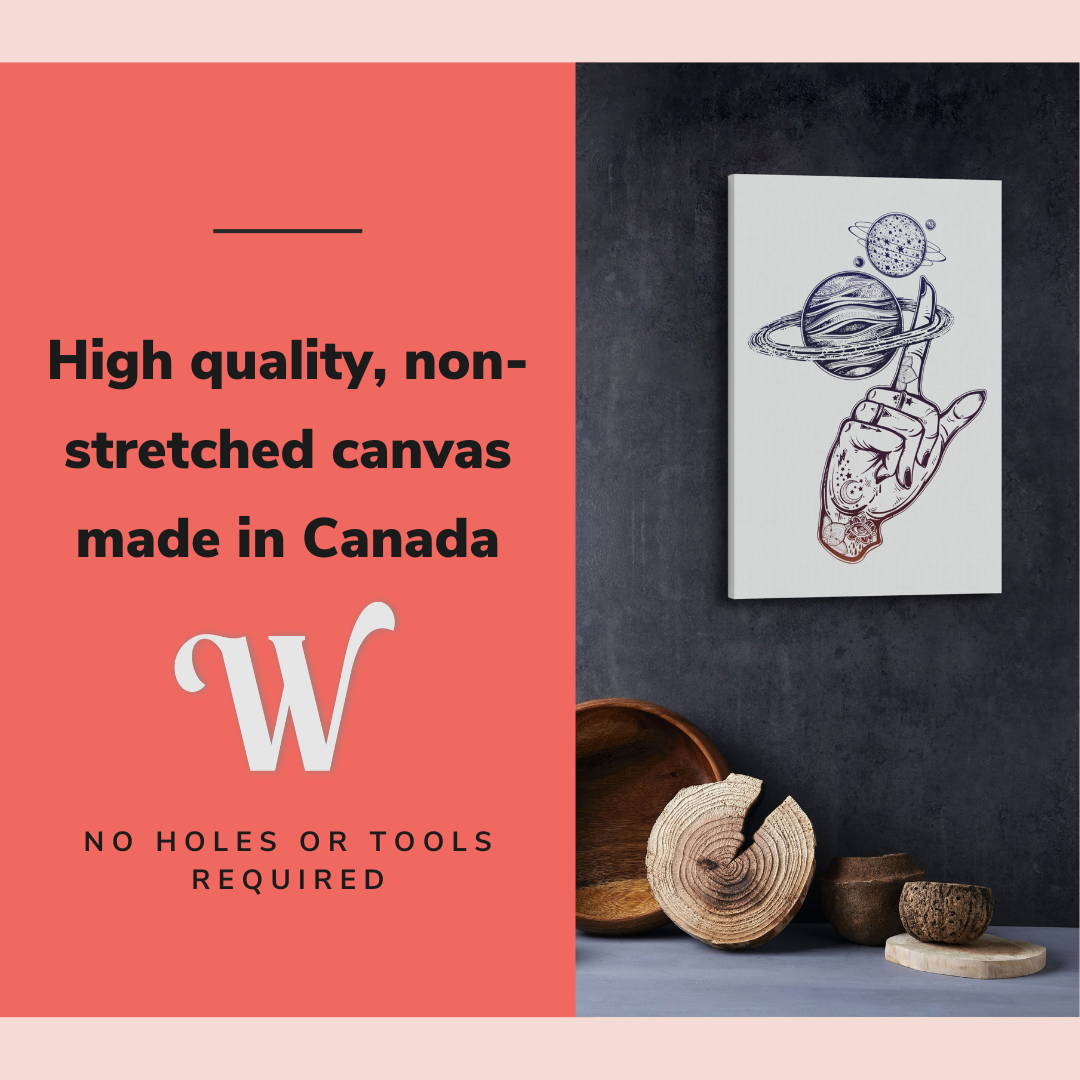 Saturn Spooky Planets - Occult Tattoo Crystal Canvas Print Wall Art Décor Whelhung