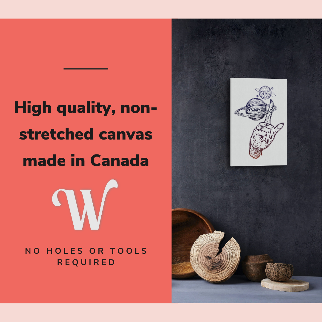 Saturn Spooky Planets - Occult Tattoo Crystal Canvas Print Wall Art Décor Whelhung