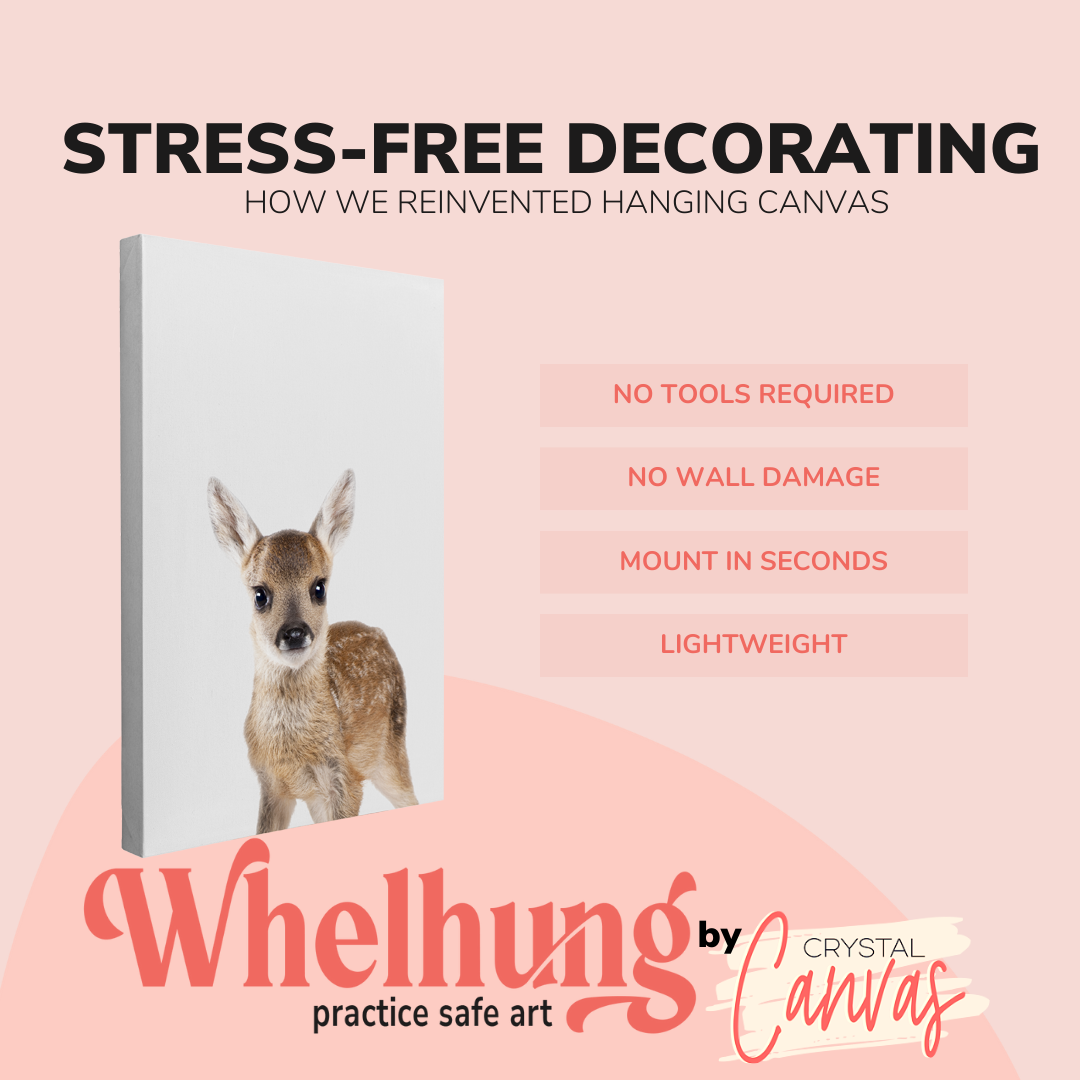 Minimalist Baby Deer - Woodland Animal Peekaboo Nursery Photography - Crystal Canvas Print Wall Art Décor Whelhung