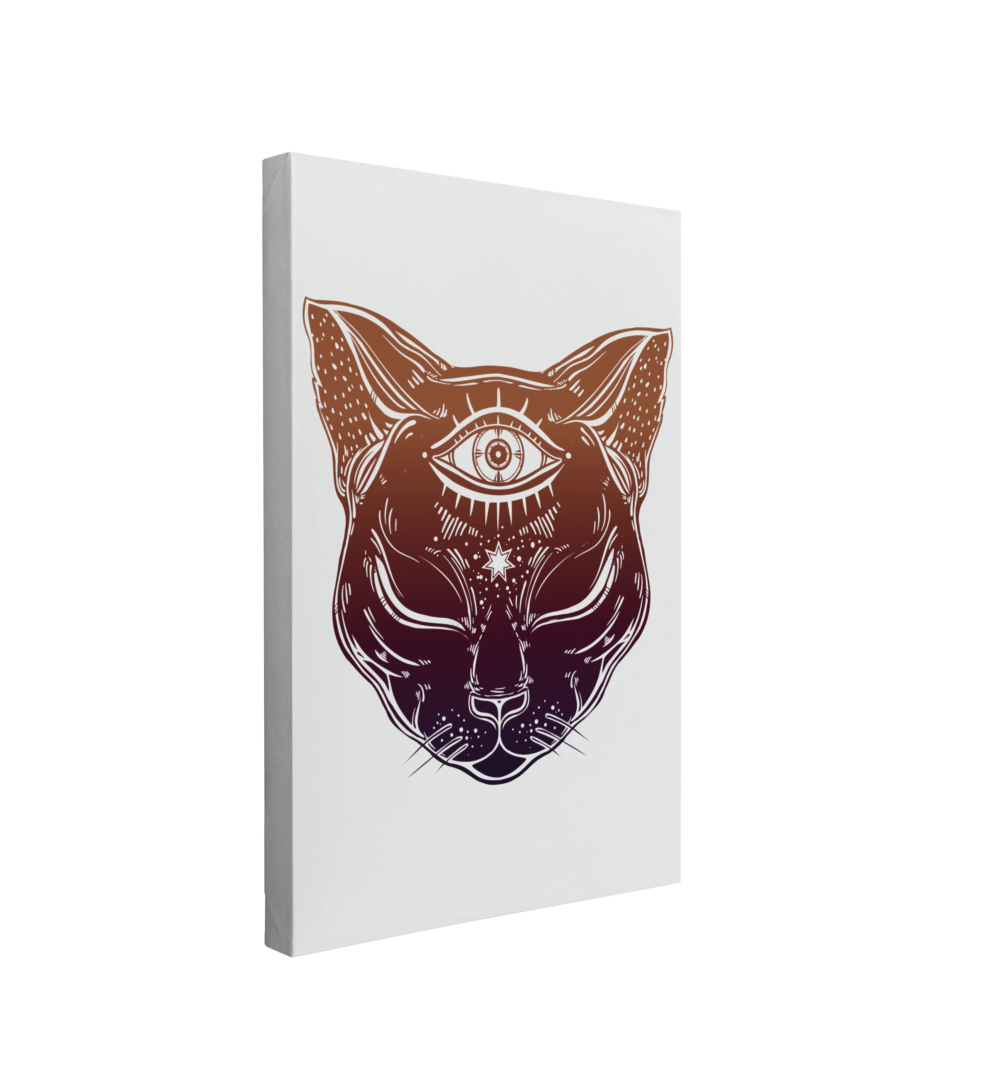 Third Eye Cat - Occult Tattoo Crystal Canvas Print Wall Art Décor Whelhung