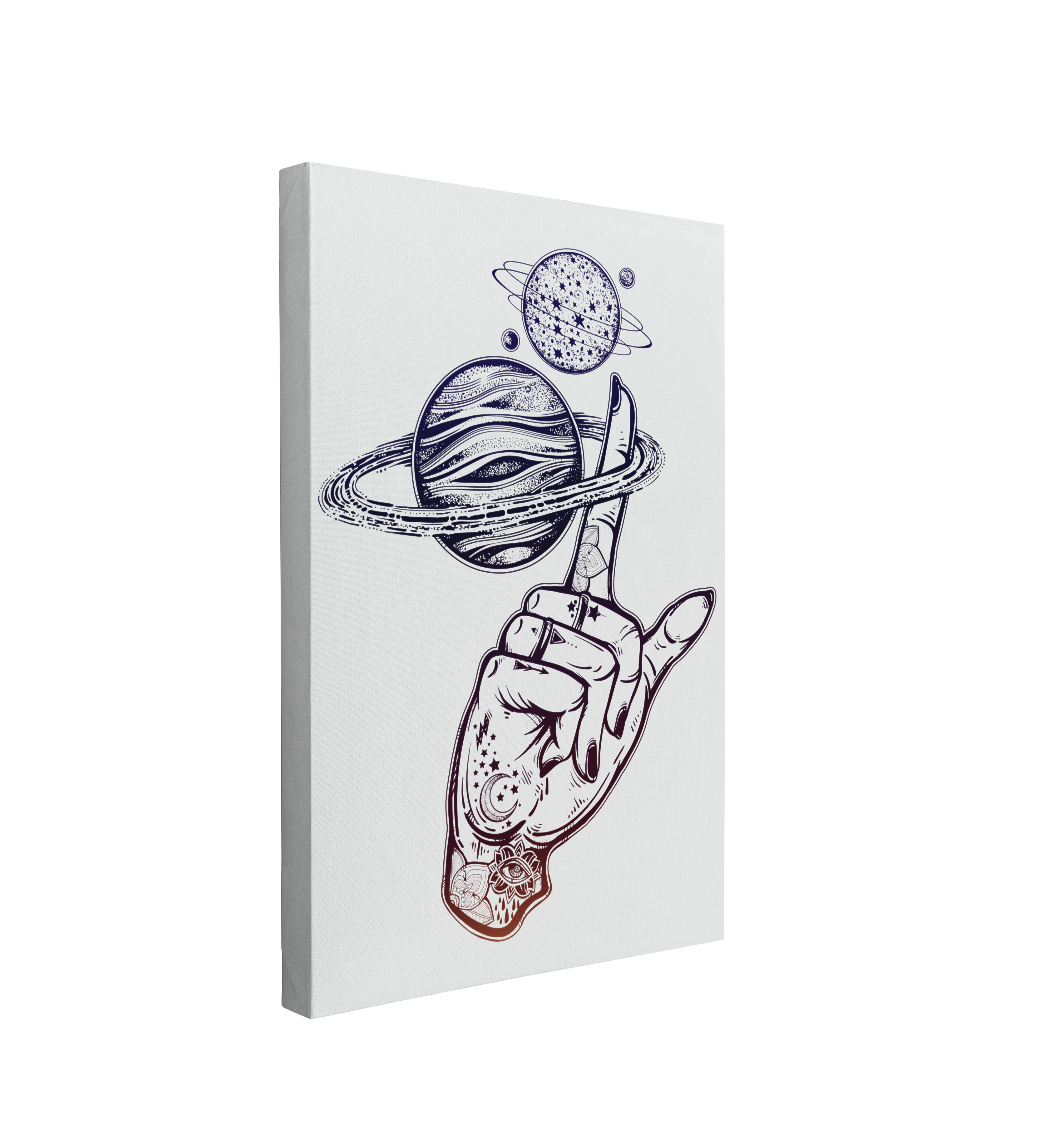 Saturn Spooky Planets - Occult Tattoo Crystal Canvas Print Wall Art Décor Whelhung