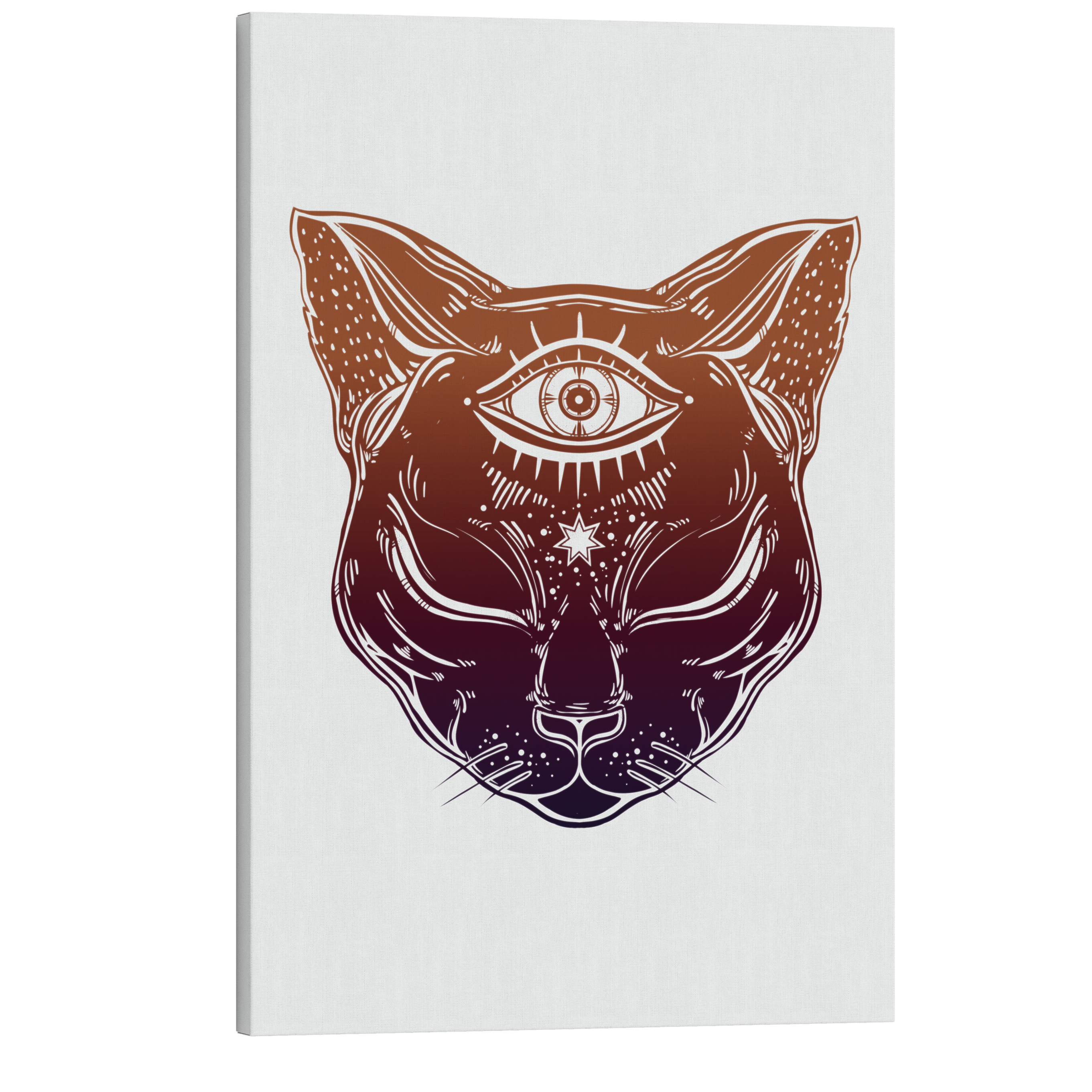 Third Eye Cat - Occult Tattoo Crystal Canvas Print Wall Art Décor Whelhung