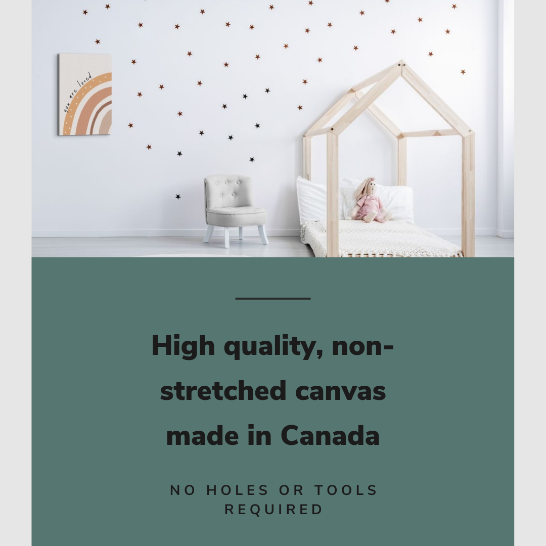 Nursery Boho You Are Loved - Rainbow - Canvas Print Gender Neutral Kids Room Wall Art Décor Whelhung