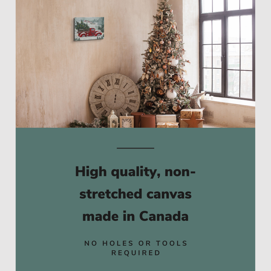 Vintage Christmas Tree Truck Painting - Canvas Print Wall Art Décor Whelhung