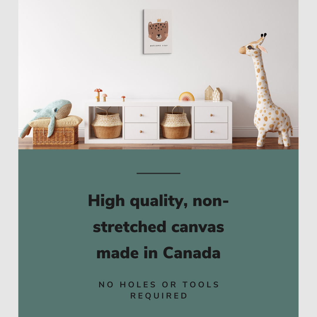 Nursery Boho Spotted Bear - Awesome Roar - Canvas Print Gender Neutral Wall Art Décor Whelhung