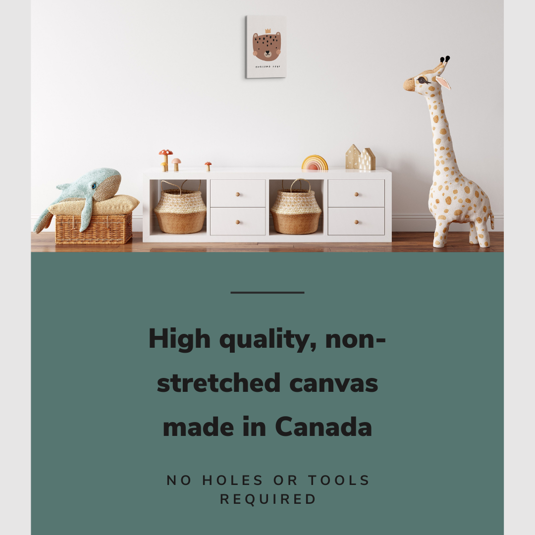 Nursery Boho Spotted Bear - Awesome Roar - Canvas Print Gender Neutral Wall Art Décor Whelhung