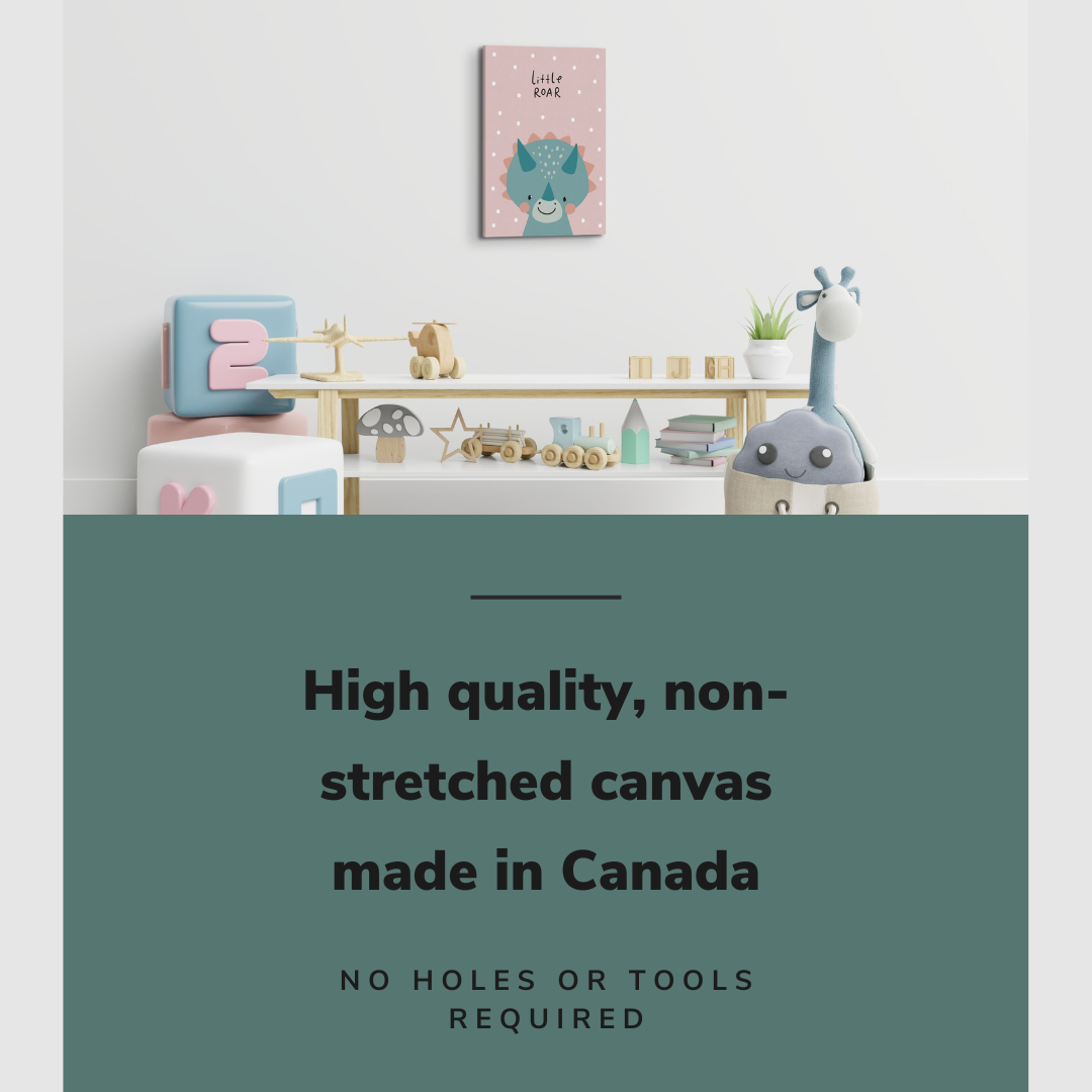 Nursery Boho Triceratops - Dinosaur Roar - Canvas Print Gender Neutral Kids Room Wall Art Décor Whelhung