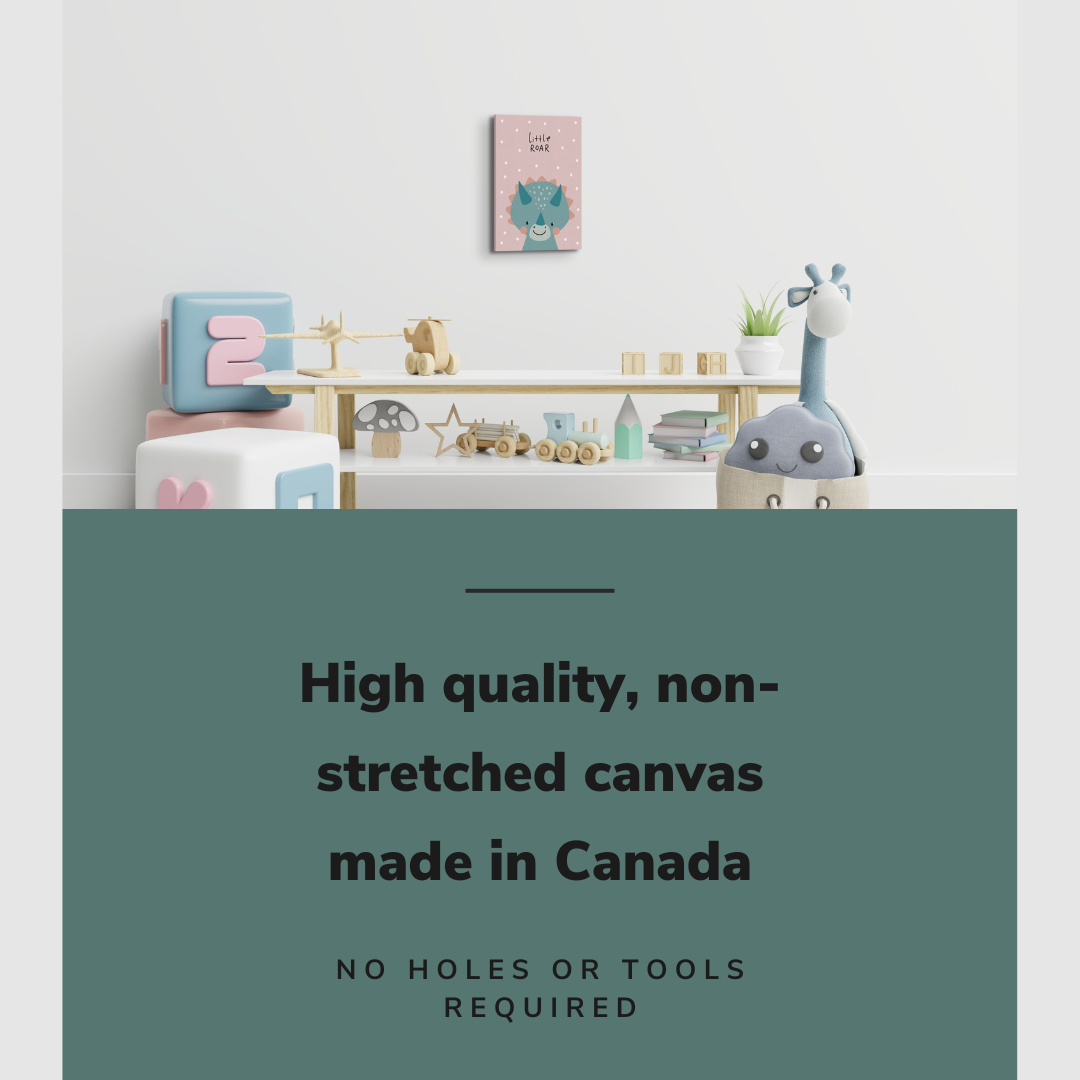 Nursery Boho Triceratops - Dinosaur Roar - Canvas Print Gender Neutral Kids Room Wall Art Décor Whelhung