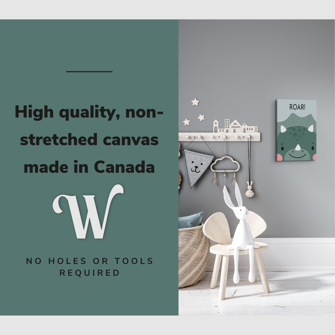 Nursery Boho Triceratops Portrait - Dinosaur Roar - Canvas Print Gender Neutral Kids Room Wall Art Décor Whelhung