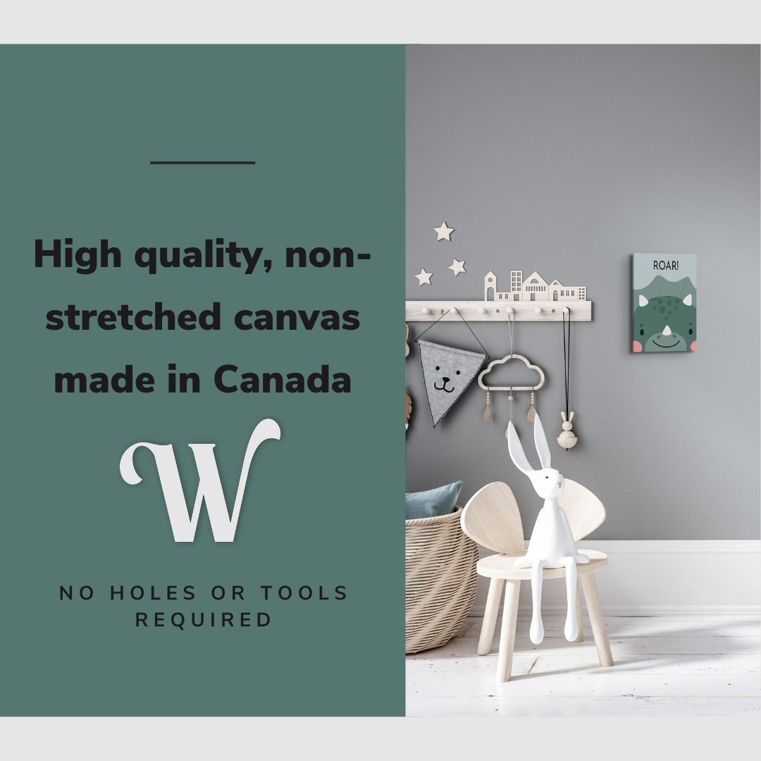 Nursery Boho Triceratops Portrait - Dinosaur Roar - Canvas Print Gender Neutral Kids Room Wall Art Décor Whelhung