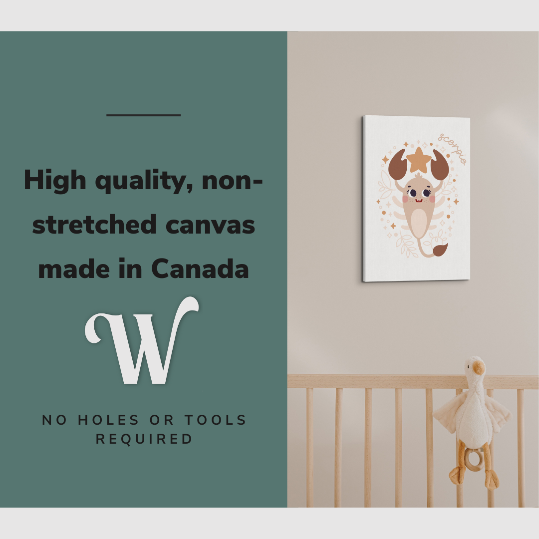 Boho Nursery Scorpio - Zodiac Astrology Horoscope Star Sign - Canvas Print Wall Art Décor Whelhung