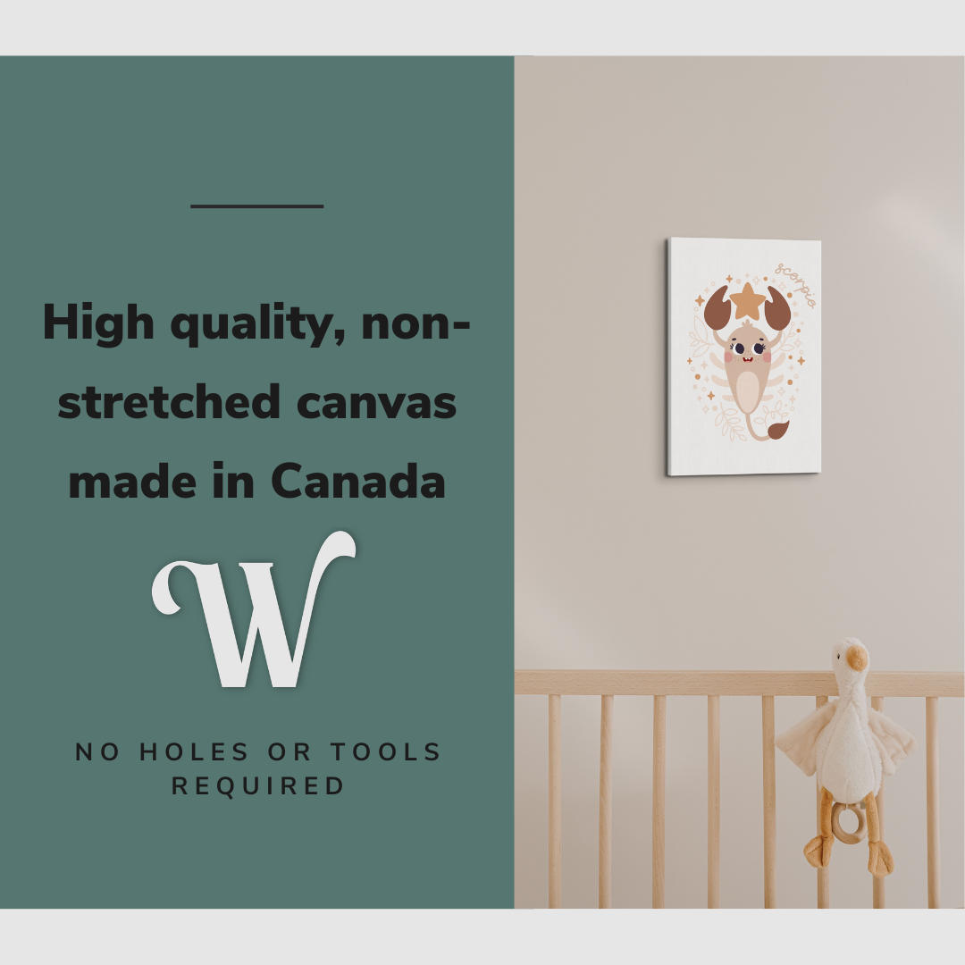 Boho Nursery Scorpio - Zodiac Astrology Horoscope Star Sign - Canvas Print Wall Art Décor Whelhung