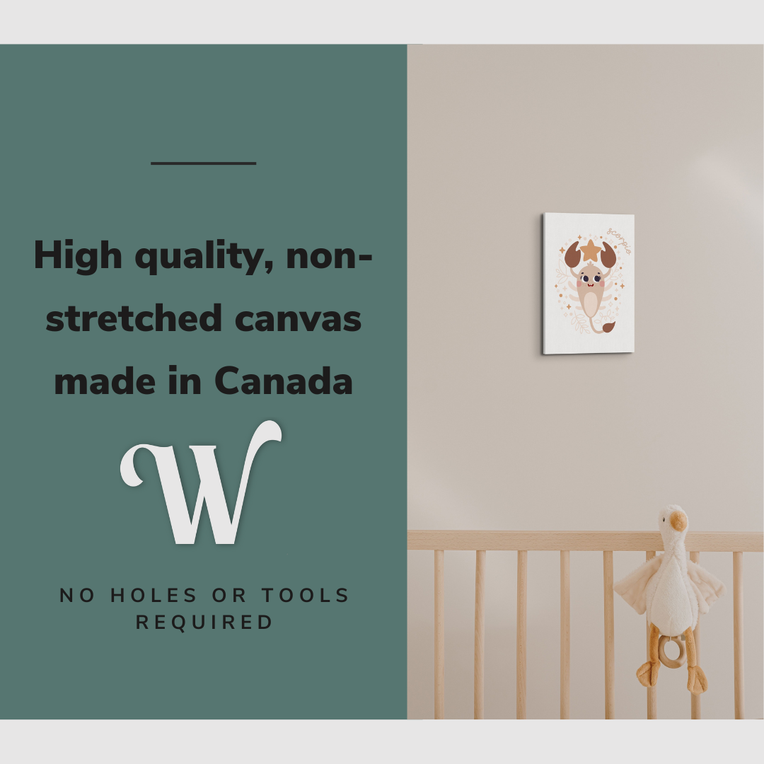 Boho Nursery Scorpio - Zodiac Astrology Horoscope Star Sign - Canvas Print Wall Art Décor Whelhung