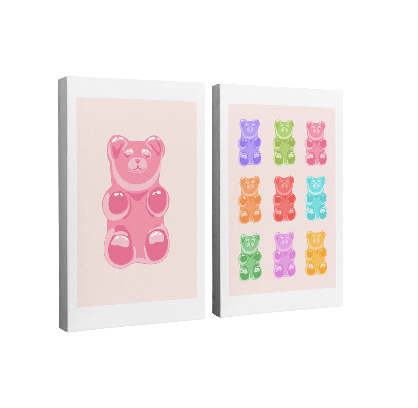 Danish Pastel Gummy Bears Pop Art 2 pack - Canvas Print Wall Art Décor