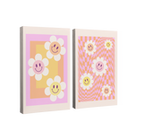 Danish Pastel Happy Hippie Daisy 2 pack - Canvas Print Wall Art Décor