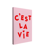 C'est La Vie - Red and Pink Wall Art, Room Decor Aesthetic, Positive Affirmation, Preppy Room Decor  - Canvas Print Wall Art Décor Whelhung