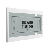 Minimalist Nashville, Tennessee Ticket - Single Ticket - Canvas Print Wall Art Décor Whelhung