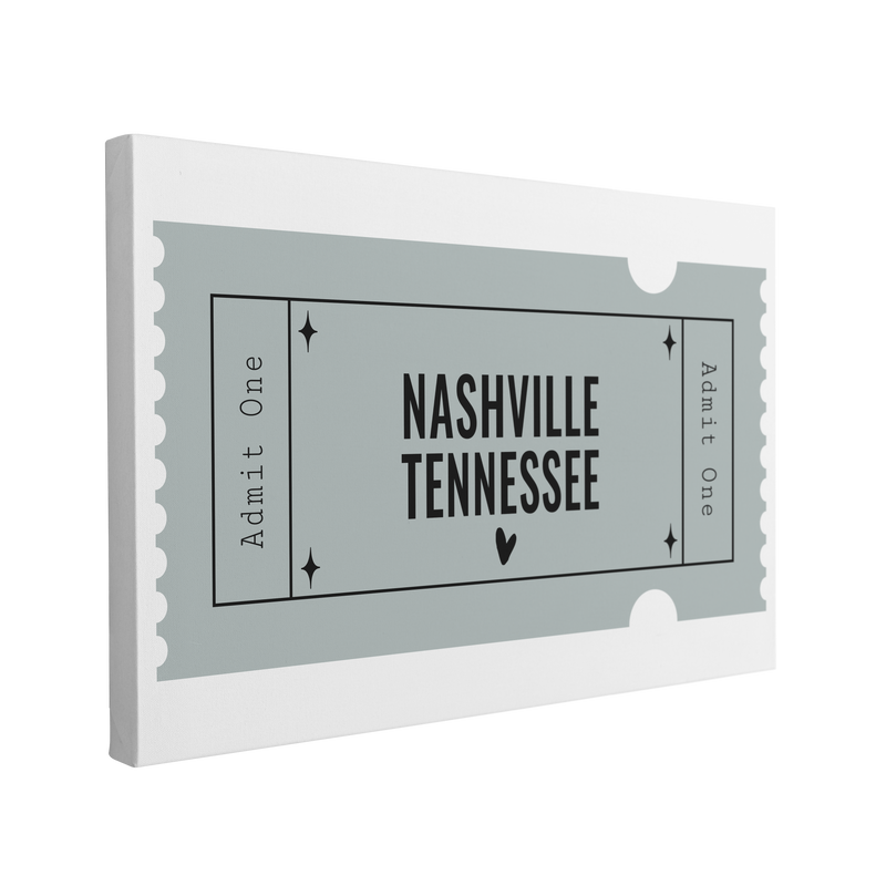 Minimalist Nashville, Tennessee Ticket - Single Ticket - Canvas Print Wall Art Décor Whelhung