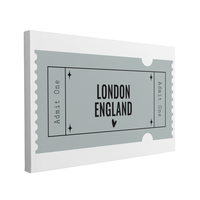 Minimalist London, England Ticket - Single Ticket - Canvas Print Wall Art Décor Whelhung