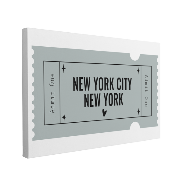 Minimalist New York City, New York NYC Ticket - Single Ticket - Canvas Print Wall Art Décor Whelhung