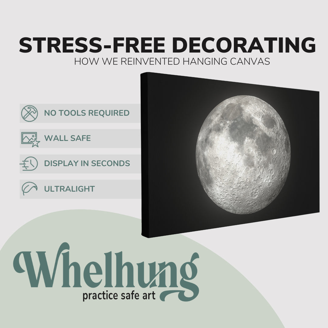 Black and White Full Moon Photography - Canvas Print Wall Art Décor Whelhung