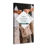 Single, 2:1 vertical easy to hang canvas print on a transparent background featuring an image of your choice.