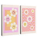 Danish Pastel Happy Hippie Daisy 2 pack - Canvas Print Wall Art Décor Whelhung